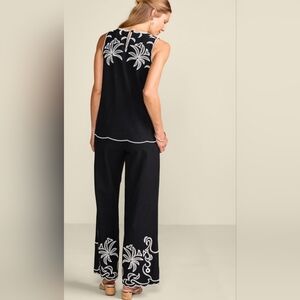 Soft Surroundings Bernita Embroidered Top M & Pants L Set NWT
